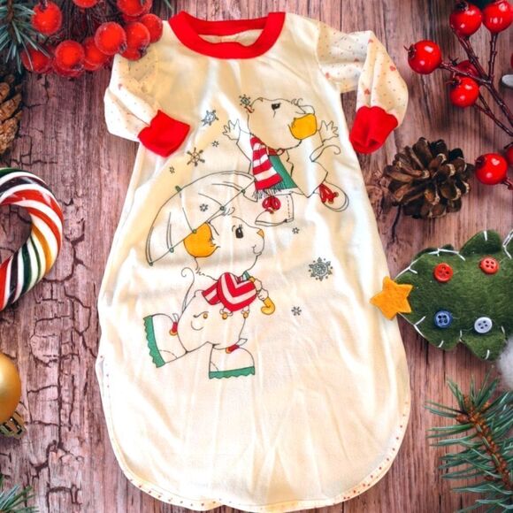 Vintage girls‎ Christmas mouse snowflake fleece pajama gown 3T - Picture 1 of 6